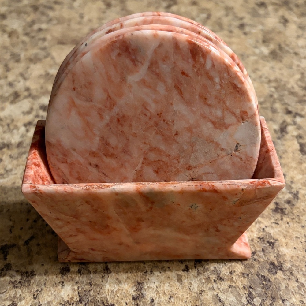 Marble Coaster Set with Holder